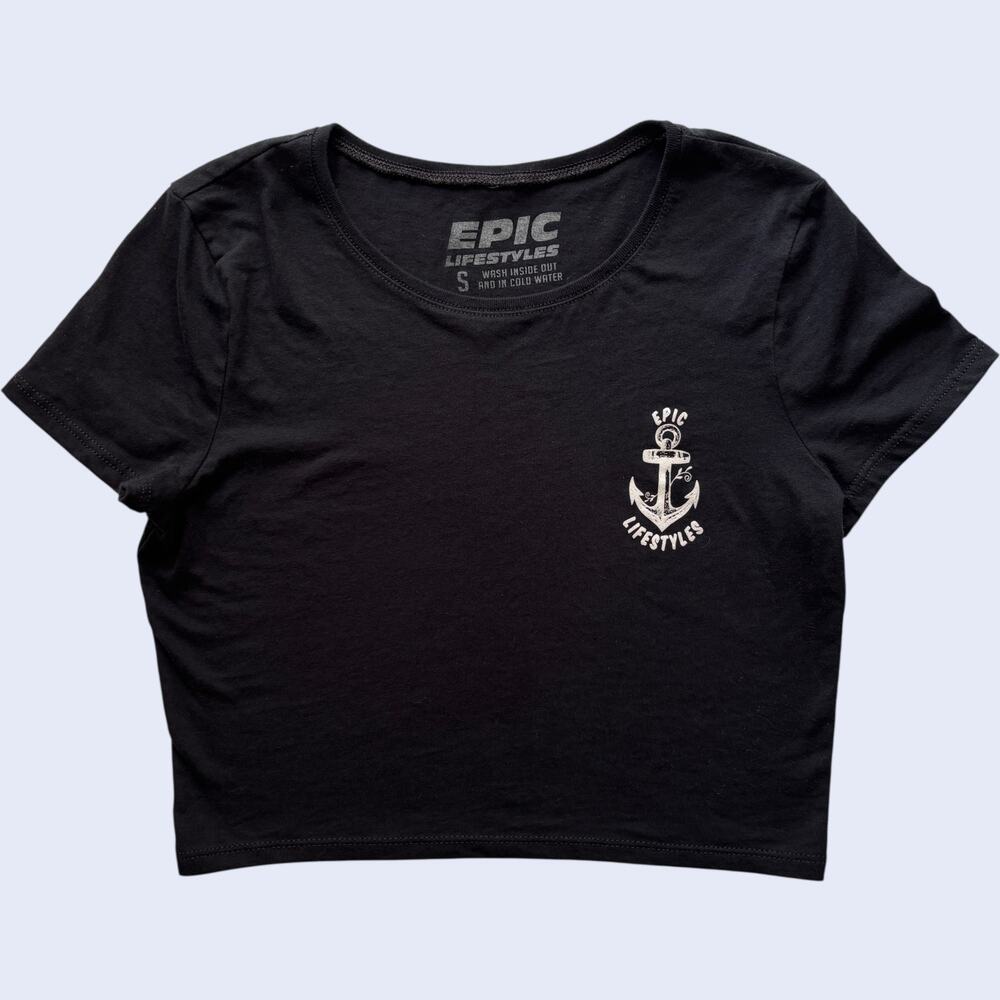 Epic Lifestyles anchor logo crop tee black y2k